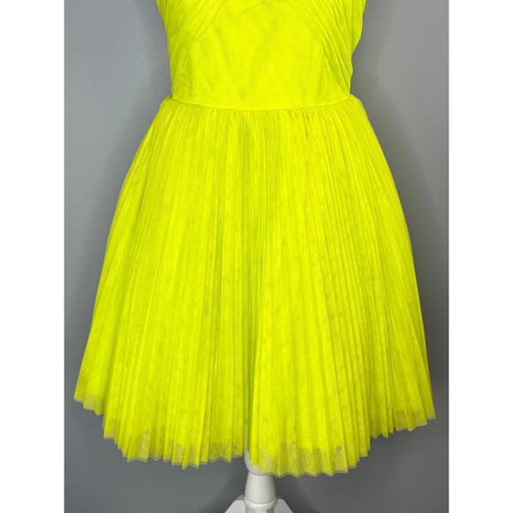 Hutch Pleated Strapless Tulle Mini dress  Bright Green Size 4 - Picture 7 of 13